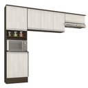 Ver imagem 2 de Cozinha Compacta Armário Multiuso Nicho 6 Portas Basculante 4 Prateleiras Marrom Madeira Branco