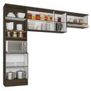 Ver imagem 4 de Cozinha Compacta Armário Multiuso Nicho 6 Portas Basculante 4 Prateleiras Marrom Madeira Branco