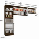 Ver imagem 3 de Cozinha Compacta Armário Multiuso Nicho 6 Portas Basculante 4 Prateleiras Marrom Madeira Branco