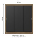 Ver mais imagens de Guarda-roupa Casal 3 Portas de Correr Rustic/preto Sublime Madesa Rustic/preto