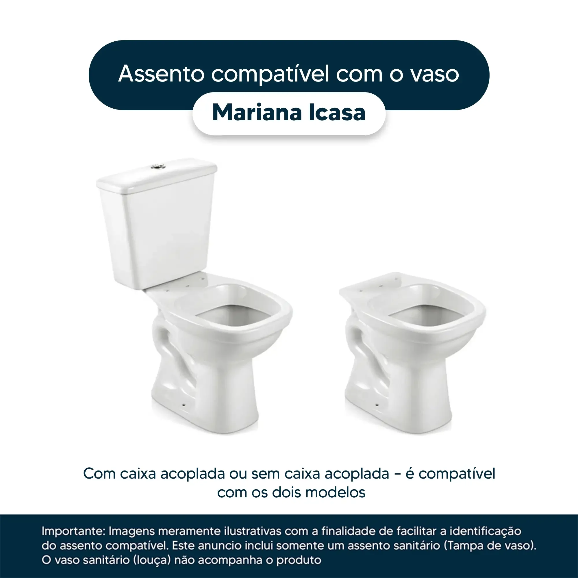 Tampa de Vaso Poliéster Mariana Branco para bacia Icasa 6lpf - 4