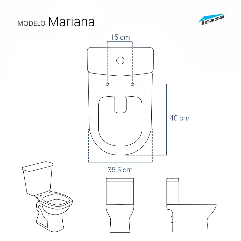 Tampa de Vaso Poliéster Mariana Branco para bacia Icasa 6lpf - 5