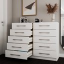 Ver imagem 5 de Quarto de Casal Ele e Ela Guarda-Roupa 8 Portas e Cômoda 10 Gavetas Branco - Panorama Móveis