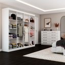 Ver imagem 2 de Quarto de Casal Ele e Ela Guarda-Roupa 8 Portas e Cômoda 10 Gavetas Branco - Panorama Móveis