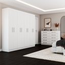 Ver imagem 1 de Quarto de Casal Ele e Ela Guarda-Roupa 8 Portas e Cômoda 10 Gavetas Branco - Panorama Móveis