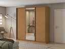 Ver imagem 1 de Guarda-Roupa Casal Spazio Glass 240 c/ Espelho Amêndoa Clean - Lopas