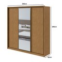 Ver imagem 3 de Guarda-Roupa Casal Spazio Glass 240 c/ Espelho Amêndoa Clean - Lopas