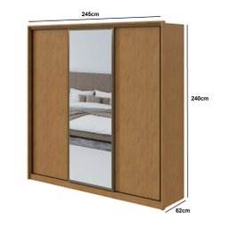 Guarda-Roupa Casal Spazio Glass 240 c/ Espelho Amêndoa Clean - Lopas - 3 Guarda-Roupa Casal Spazio Glass 240 c/ Espelho Amêndoa Clean - Lopas - 3