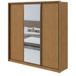 Guarda-Roupa Casal Spazio Glass 240 c/ Espelho Amêndoa Clean - Lopas - 2 Guarda-Roupa Casal Spazio Glass 240 c/ Espelho Amêndoa Clean - Lopas - 2