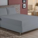Ver imagem 1 de Jogo de Cama Casal Nobre 3 Peças Luva de Box 55cm de Altura Malha 100% Algodão - Cinza