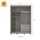 Ver imagem 7 de Guarda Roupa Milão 2 Portas de Correr 235x170 cm 100% MDF Cinza Casamia
