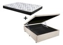 Ver imagem 1 de Cama Box Baú Casal Conforto Suede Bege + Colchão Casal Conforto Espuma D33 Com EPS 20x138x188