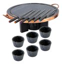 Ver imagem 1 de Fondue de Carne Pedra Sabão Chapa 27 cm +Molheiras +Garfinhos
