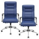 Ver imagem 1 de Kit 02 Cadeiras de Escritório Giratória Presidente Base Cromada Kirk P03 Vinil Azul - Lyam Decor