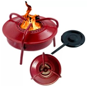 Fogareiro Espiriteira Esmaltado Portátil À Álcool Camping