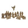 Presepio Natalino 10cm Enfeite 15 Peças Gesso Dourado - 1