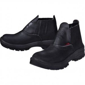 Botina Couro Bico de Pvc Preta N42 Amarrar Worker