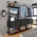 Ver imagem 2 de Closet Estilo Industrial Siena 6 Gav Preto Fosco - Móveis Arapongas Preto Fosco
