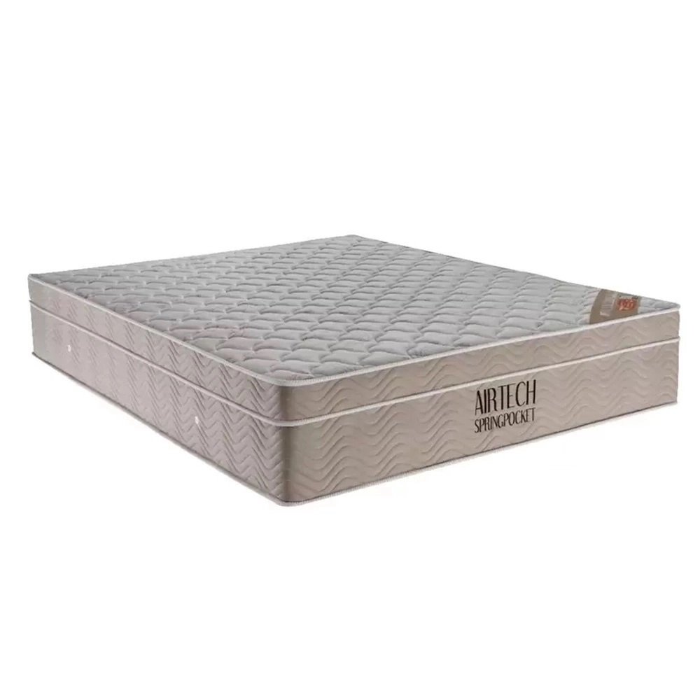 Cama Box com Baú Casal sintético + Colchão Airtech SpringPocket Ortobom 138x188:Marrom - 2