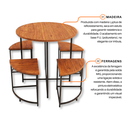Ver imagem 6 de Jogo de Mesa Pizza com 4 Cadeiras Rústico Industrial em Ferro e Madeira - Área Gourmet e Varanda