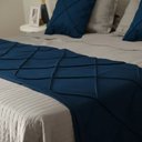 Ver imagem 3 de Peseira Drapeada Veludo Luxo 2,15x0,50m Dupla Face cama casal Azul Marinho