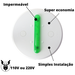 EcoLight Luminária Econômica - Base Branca Verde - 220V - 3
