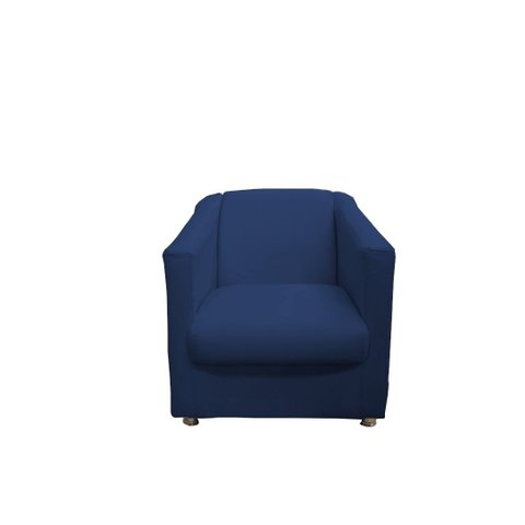 Poltrona Decorativa Biane Suede Azul Marinho Pés Cromado Mz Decor
