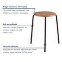 Ver imagem 4 de Kit 6 Banquetas para Cozinha com Base de Aço Cumbuca Preto/Nature