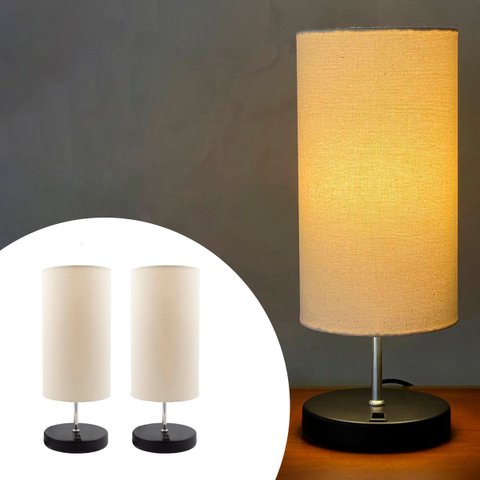 Kit 2 Abajur Luminaria de Mesa Redondo Interruptor Ref 84 Decoração Casa Sala Quarto Escritório