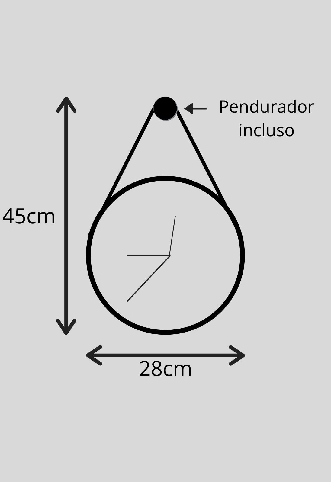 Relógio de Parede Geométrico Branco e Cinza Detalhes Preto com Alça + Pendurador - 3