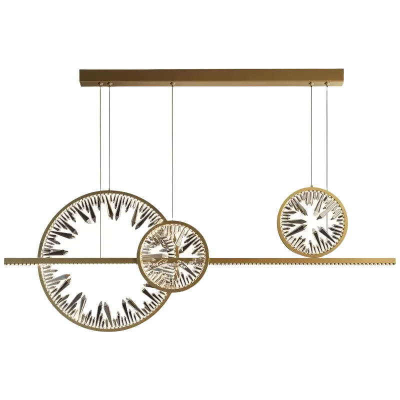 Pendente 120x46cm e Cabo 3mt Metal Dourado com Acrílico Cristal Led Integrado 3000k Bivolt Tupiara