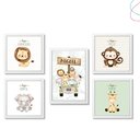Ver imagem 1 de Kit 5 Quadros Decorativos Safari Baby Aquarela Bege:branca