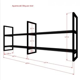 Nicho Industrial Suspenso para Cozinha - Prateleira Decorativa - 5