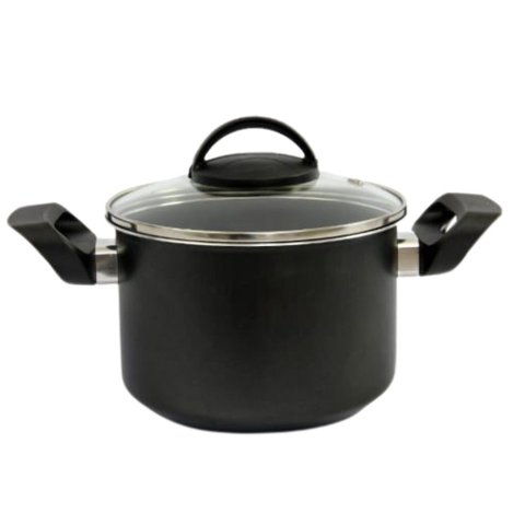 Caldeirão Antiaderente 16 Cm Tampa de Vidro Teflon Duas Alças:preto
