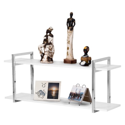 Nicho Sala e Quarto Cromado Com Prateleiras Branco 100cm
