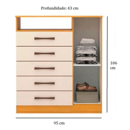 Comoda Madri Plus 100% Mdf 05 Gav. e Sap - Nature/off White - Acp - 3