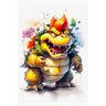 Quadro Decorativo 3 Telas Jogos Mario Bowser Toad Kart Donkey Kong Pintura Aquarela - 2