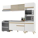 Ver imagem 1 de Armário de Cozinha Compacta 252cm Veneza Multimóveis V3691 Branco/Dourado