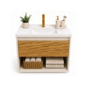 Ver imagem 2 de Gabinete Aéreo Sofia Banheiro Compacto Pia Inclusa Off White Nature