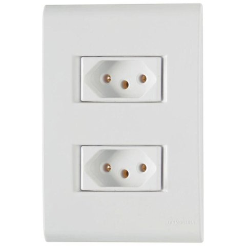 Conjunto Liz Branco 4x2 com 2 Tomadas 2p+t de 10 Ampères e 250 Volts - 57170065 - Tramontina Cj.2 To