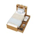 Ver imagem 5 de Cama de Solteiro 2 Gavetas e Cabeceira Nicho com LED MDF Aurora Yescasa Marrom/Carvalho Hanover