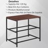 Banco Sapateira Industrial em Aço Preto F84 Pinus Castanho Dmobiliario - 2