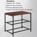 Ver imagem 2 de Banco Sapateira Industrial em Aço Preto F84 Pinus Castanho Dmobiliario