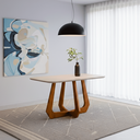 Ver imagem 2 de Mesa de Jantar Bromélia 1,30x0,80m em Madeira Tauari com Vidro Temperado Off White