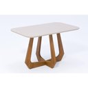 Ver imagem 1 de Mesa de Sala Jantar Bromélia C/ Tampo Madeirado Vidro 130x80cm Carvalho/off White - Cimol