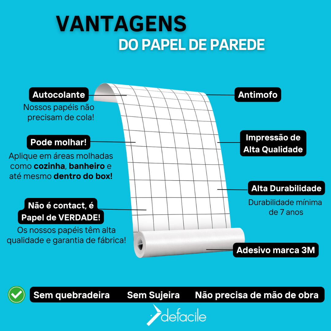 Papel de Parede Geométrico Grid Preto e Branco - 3