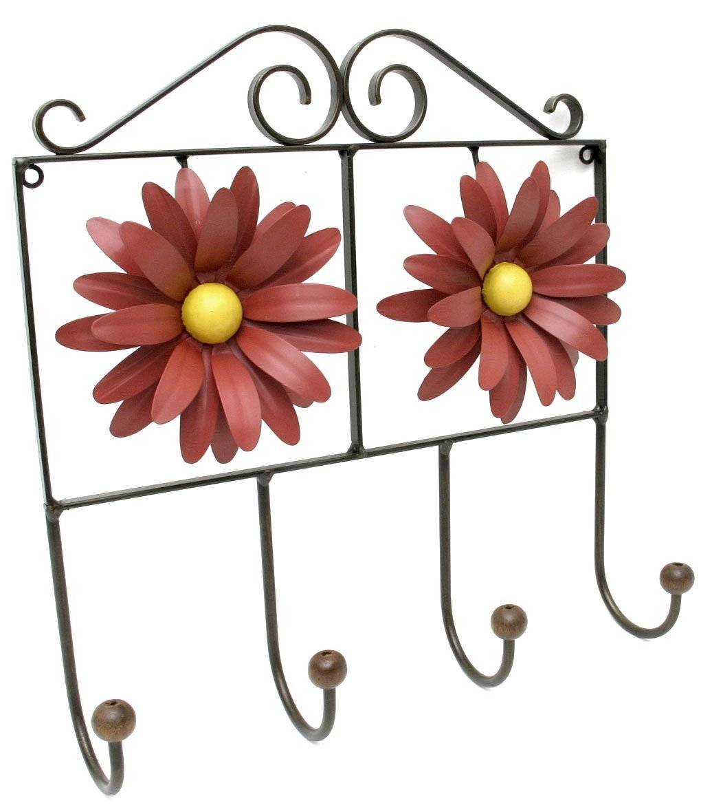 Cabideiro Artesanal de Ferro Rustico com Flores Classico em Ferro Mineiro Libertas Rosas Artesanato  - 1