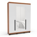 Ver imagem 2 de Guarda-Roupa Casal 4 Portas com Espelho Madrid Branco/Freijó