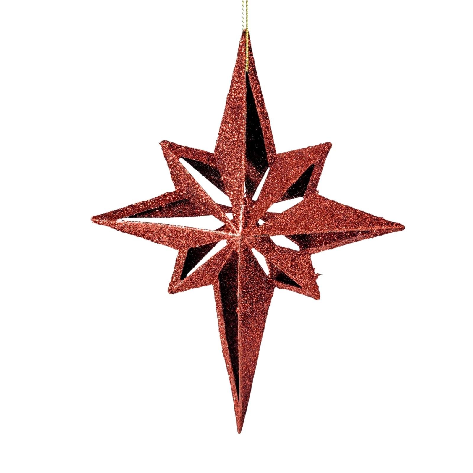 Estrela Vermelha Para Árvore De Natal 21x15x5cm Penduricalho