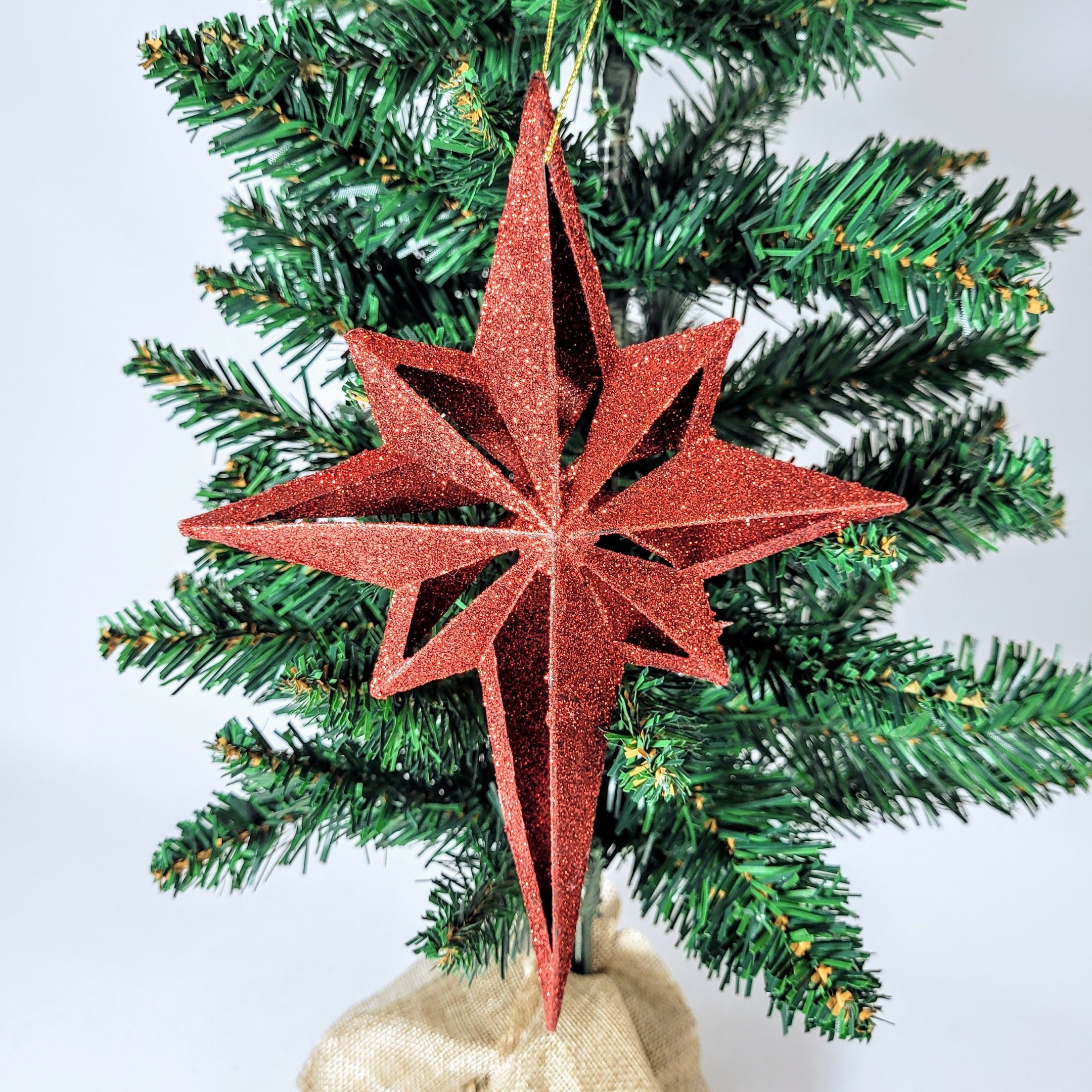 Estrela Vermelha Para Árvore De Natal 21x15x5cm Penduricalho - 2